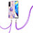 Silicone Candy Rubber Gel Fashionable Pattern Soft Case Cover with Lanyard Strap Y01B for Xiaomi Mi 10T 5G Clove Purple