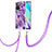 Silicone Candy Rubber Gel Fashionable Pattern Soft Case Cover with Lanyard Strap Y01B for Xiaomi Redmi 10 (2022) Purple