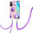 Silicone Candy Rubber Gel Fashionable Pattern Soft Case Cover with Lanyard Strap Y01B for Xiaomi Redmi 10 4G Clove Purple