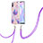 Silicone Candy Rubber Gel Fashionable Pattern Soft Case Cover with Lanyard Strap Y01B for Xiaomi Redmi 9A Clove Purple