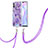 Silicone Candy Rubber Gel Fashionable Pattern Soft Case Cover with Lanyard Strap Y01B for Xiaomi Redmi 9i Purple