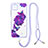 Silicone Candy Rubber Gel Fashionable Pattern Soft Case Cover with Lanyard Strap Y01X for Samsung Galaxy A22 5G Purple