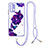 Silicone Candy Rubber Gel Fashionable Pattern Soft Case Cover with Lanyard Strap Y01X for Xiaomi Redmi 9 Power Purple