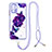 Silicone Candy Rubber Gel Fashionable Pattern Soft Case Cover with Lanyard Strap Y01X for Xiaomi Redmi Note 11 SE India 4G Purple