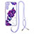 Silicone Candy Rubber Gel Fashionable Pattern Soft Case Cover with Lanyard Strap Y01X for Xiaomi Redmi Note 8 (2021) Purple