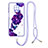 Silicone Candy Rubber Gel Fashionable Pattern Soft Case Cover with Lanyard Strap Y01X for Xiaomi Redmi Note 9S Purple