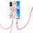 Silicone Candy Rubber Gel Fashionable Pattern Soft Case Cover with Lanyard Strap Y02B for Oppo Reno6 5G