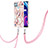 Silicone Candy Rubber Gel Fashionable Pattern Soft Case Cover with Lanyard Strap Y02B for Realme C21Y Pink