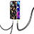 Silicone Candy Rubber Gel Fashionable Pattern Soft Case Cover with Lanyard Strap Y02B for Realme C25Y India Black