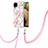 Silicone Candy Rubber Gel Fashionable Pattern Soft Case Cover with Lanyard Strap Y02B for Samsung Galaxy F12 Pink