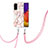 Silicone Candy Rubber Gel Fashionable Pattern Soft Case Cover with Lanyard Strap Y02B for Samsung Galaxy Quantum2 5G