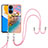 Silicone Candy Rubber Gel Fashionable Pattern Soft Case Cover with Lanyard Strap Y03B for Huawei Honor X7