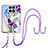 Silicone Candy Rubber Gel Fashionable Pattern Soft Case Cover with Lanyard Strap Y03B for Huawei Honor X8a 4G Purple