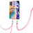 Silicone Candy Rubber Gel Fashionable Pattern Soft Case Cover with Lanyard Strap Y03B for Realme 8i