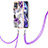 Silicone Candy Rubber Gel Fashionable Pattern Soft Case Cover with Lanyard Strap Y03B for Realme 8i Purple