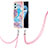 Silicone Candy Rubber Gel Fashionable Pattern Soft Case Cover with Lanyard Strap Y03B for Realme 9i 4G Blue