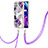 Silicone Candy Rubber Gel Fashionable Pattern Soft Case Cover with Lanyard Strap Y03B for Realme C21Y Purple