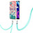 Silicone Candy Rubber Gel Fashionable Pattern Soft Case Cover with Lanyard Strap Y03B for Realme C25Y India Colorful