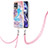 Silicone Candy Rubber Gel Fashionable Pattern Soft Case Cover with Lanyard Strap Y03B for Realme Narzo 50 4G Blue