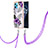 Silicone Candy Rubber Gel Fashionable Pattern Soft Case Cover with Lanyard Strap Y03B for Realme Q5 5G Purple