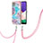 Silicone Candy Rubber Gel Fashionable Pattern Soft Case Cover with Lanyard Strap Y03B for Samsung Galaxy F42 5G