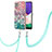 Silicone Candy Rubber Gel Fashionable Pattern Soft Case Cover with Lanyard Strap Y03B for Samsung Galaxy F42 5G Colorful