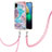 Silicone Candy Rubber Gel Fashionable Pattern Soft Case Cover with Lanyard Strap Y03B for Samsung Galaxy M02