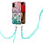 Silicone Candy Rubber Gel Fashionable Pattern Soft Case Cover with Lanyard Strap Y03B for Samsung Galaxy M02s Colorful