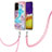 Silicone Candy Rubber Gel Fashionable Pattern Soft Case Cover with Lanyard Strap Y03B for Samsung Galaxy Quantum2 5G