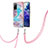 Silicone Candy Rubber Gel Fashionable Pattern Soft Case Cover with Lanyard Strap Y03B for Samsung Galaxy S20 FE 4G