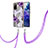 Silicone Candy Rubber Gel Fashionable Pattern Soft Case Cover with Lanyard Strap Y03B for Samsung Galaxy S20 FE 4G