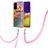 Silicone Candy Rubber Gel Fashionable Pattern Soft Case Cover with Lanyard Strap Y03B for Samsung Galaxy S23 FE 5G