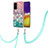 Silicone Candy Rubber Gel Fashionable Pattern Soft Case Cover with Lanyard Strap Y03B for Samsung Galaxy S23 FE 5G Colorful