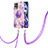 Silicone Candy Rubber Gel Fashionable Pattern Soft Case Cover with Lanyard Strap Y04B for Realme 8i Clove Purple