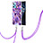 Silicone Candy Rubber Gel Fashionable Pattern Soft Case Cover with Lanyard Strap Y04B for Realme 9 4G Purple