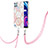 Silicone Candy Rubber Gel Fashionable Pattern Soft Case Cover with Lanyard Strap Y04B for Realme C21Y Pink