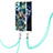 Silicone Candy Rubber Gel Fashionable Pattern Soft Case Cover with Lanyard Strap Y04B for Realme V25 5G Midnight Green