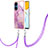 Silicone Candy Rubber Gel Fashionable Pattern Soft Case Cover with Lanyard Strap Y05B for Huawei Honor X7 Clove Purple