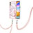 Silicone Candy Rubber Gel Fashionable Pattern Soft Case Cover with Lanyard Strap Y05B for LG Velvet 4G Pink