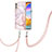 Silicone Candy Rubber Gel Fashionable Pattern Soft Case Cover with Lanyard Strap Y05B for LG Velvet 5G Pink