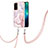 Silicone Candy Rubber Gel Fashionable Pattern Soft Case Cover with Lanyard Strap Y05B for Oppo A54 5G Pink