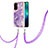 Silicone Candy Rubber Gel Fashionable Pattern Soft Case Cover with Lanyard Strap Y05B for Oppo A54 5G Purple