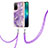 Silicone Candy Rubber Gel Fashionable Pattern Soft Case Cover with Lanyard Strap Y05B for Oppo A55 5G Purple