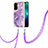 Silicone Candy Rubber Gel Fashionable Pattern Soft Case Cover with Lanyard Strap Y05B for Oppo A93 5G Purple