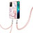 Silicone Candy Rubber Gel Fashionable Pattern Soft Case Cover with Lanyard Strap Y05B for Oppo A94 5G Pink