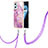 Silicone Candy Rubber Gel Fashionable Pattern Soft Case Cover with Lanyard Strap Y05B for Oppo K10 4G Clove Purple