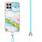 Silicone Candy Rubber Gel Fashionable Pattern Soft Case Cover with Lanyard Strap Y05B for Realme 8i