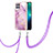 Silicone Candy Rubber Gel Fashionable Pattern Soft Case Cover with Lanyard Strap Y05B for Realme 8i Clove Purple