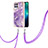 Silicone Candy Rubber Gel Fashionable Pattern Soft Case Cover with Lanyard Strap Y05B for Realme 8i Purple