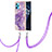 Silicone Candy Rubber Gel Fashionable Pattern Soft Case Cover with Lanyard Strap Y05B for Realme 9 5G Purple